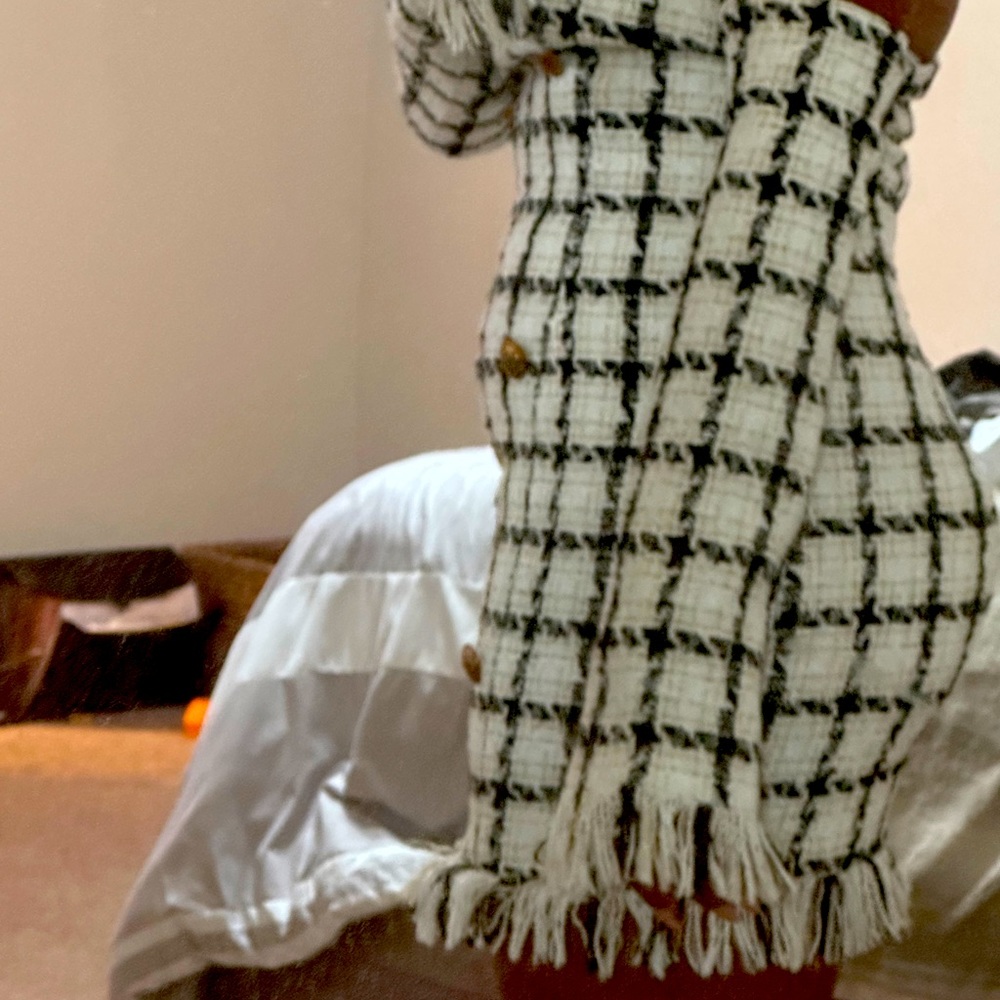 L Tweed Off the shoulder dress